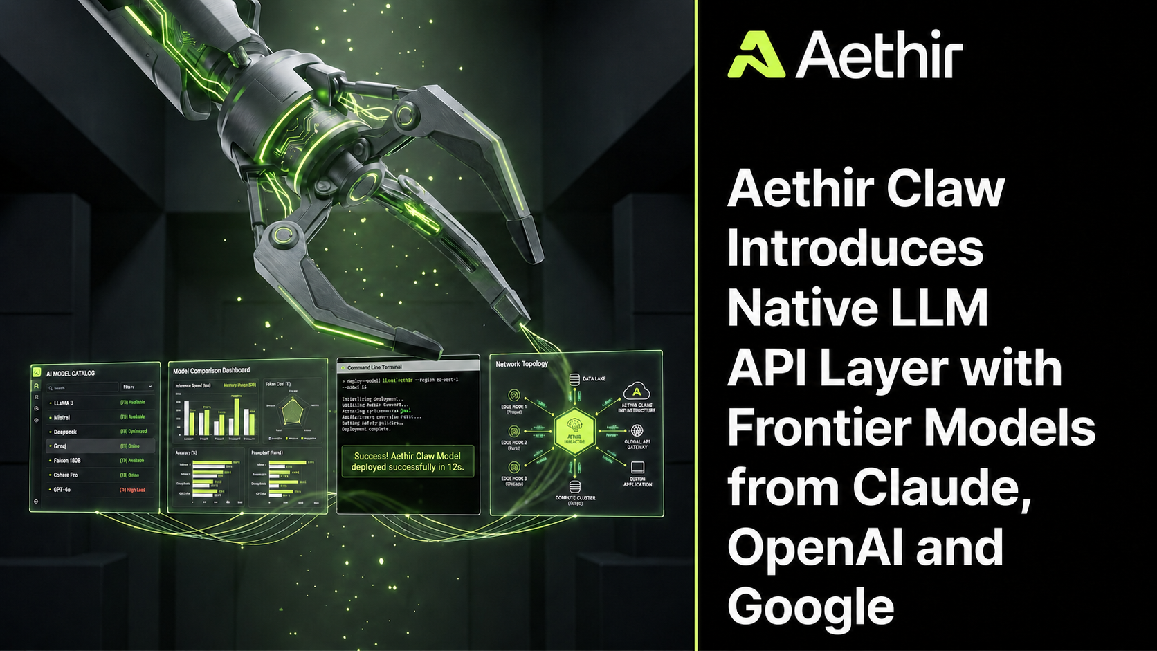 Aethir Claw Introduces Native LLM API Layer with Frontier Models from Claude, OpenAI, and Google